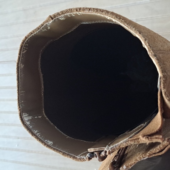 Chadwicks Vintage Suede Leather Knee-High Block Heel Camel Zip Short Heel Boots - Picture 15 of 16